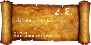 Lóderer Rita névjegykártya
